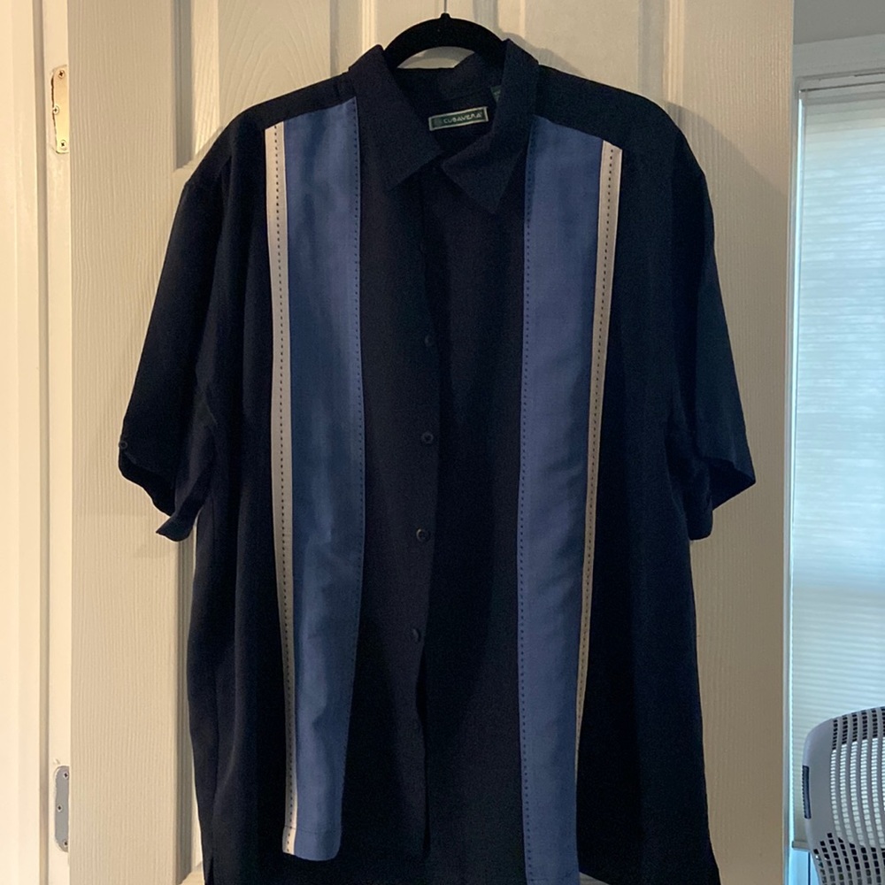 Used Cubavera Button Up Shirt Mens XXL Navy Short Sleeve